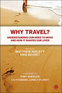 image of front cover of Why Travel? book: feet walking on sand.